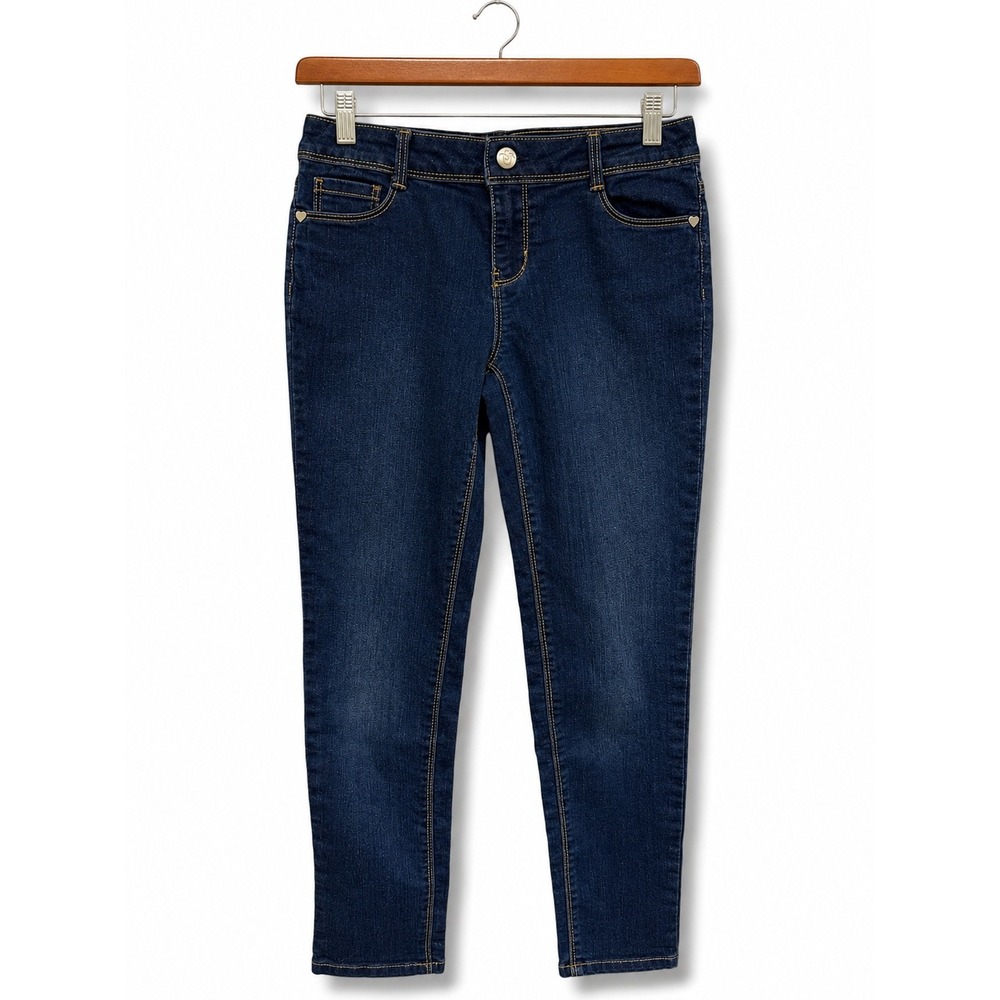 Gymboree Girls Super Skinny Dark Wash Denim Jeans Adjustable Waist 8 Heart Rivet